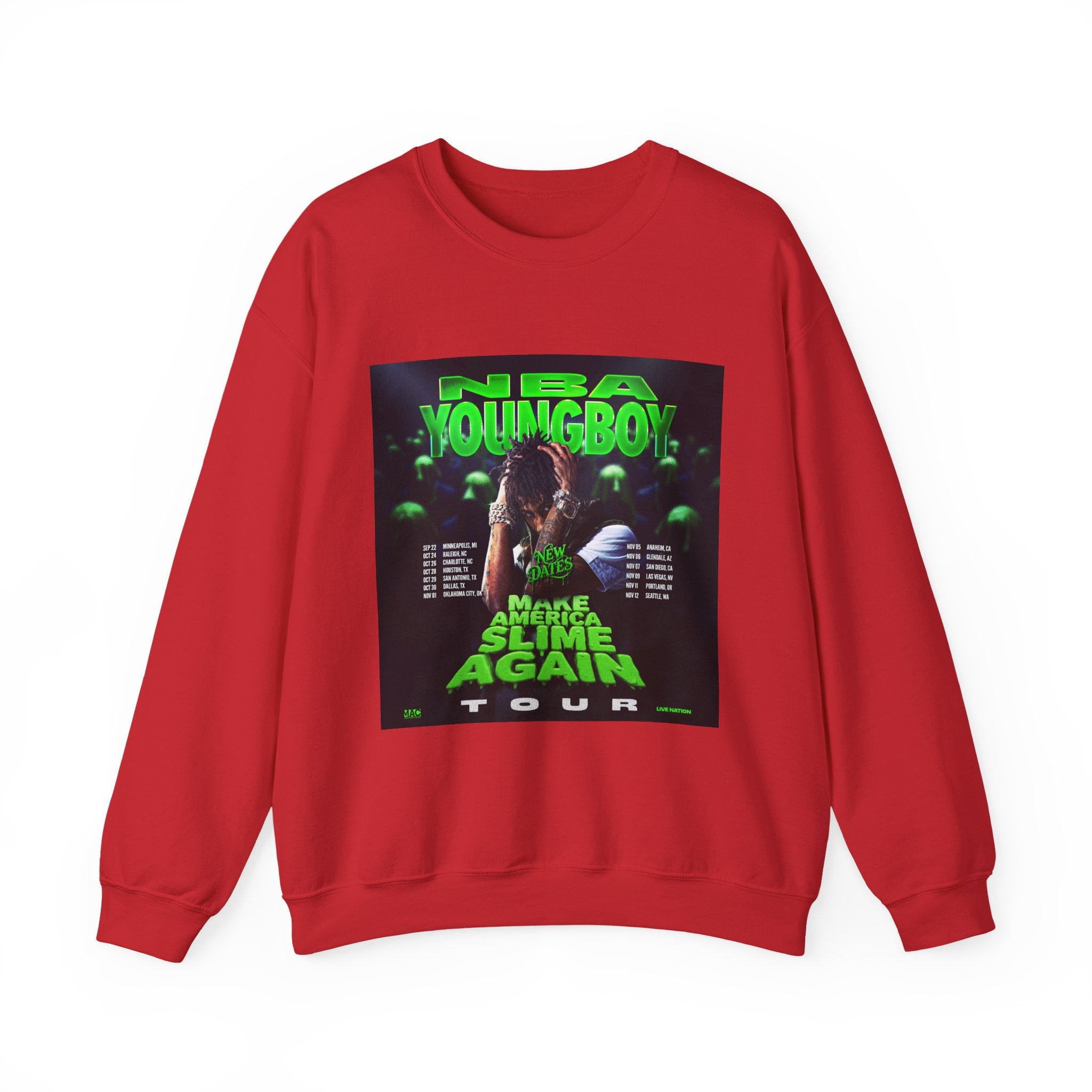 NBA YoungBoy Tour Crewneck Sweatshirt, Unisex Music Apparel, Concert Sweatshirt, Hip-Hop Fashion, Streetwear Style, Gift for Fans