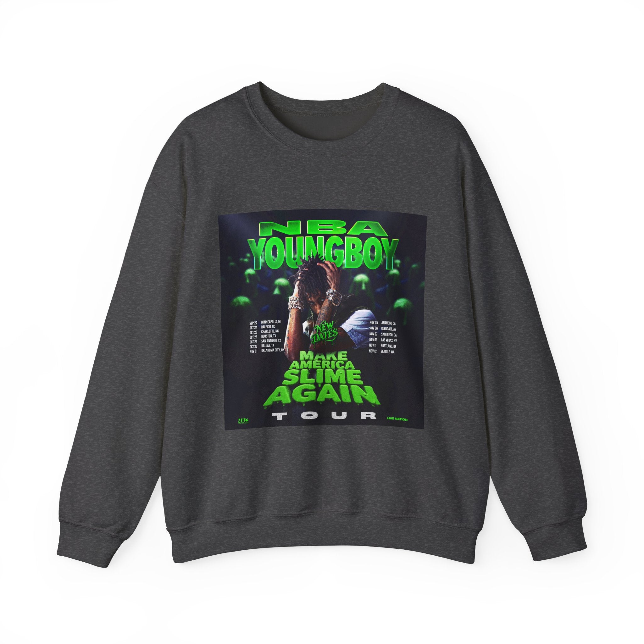 NBA YoungBoy Tour Crewneck Sweatshirt, Unisex Music Apparel, Concert Sweatshirt, Hip-Hop Fashion, Streetwear Style, Gift for Fans