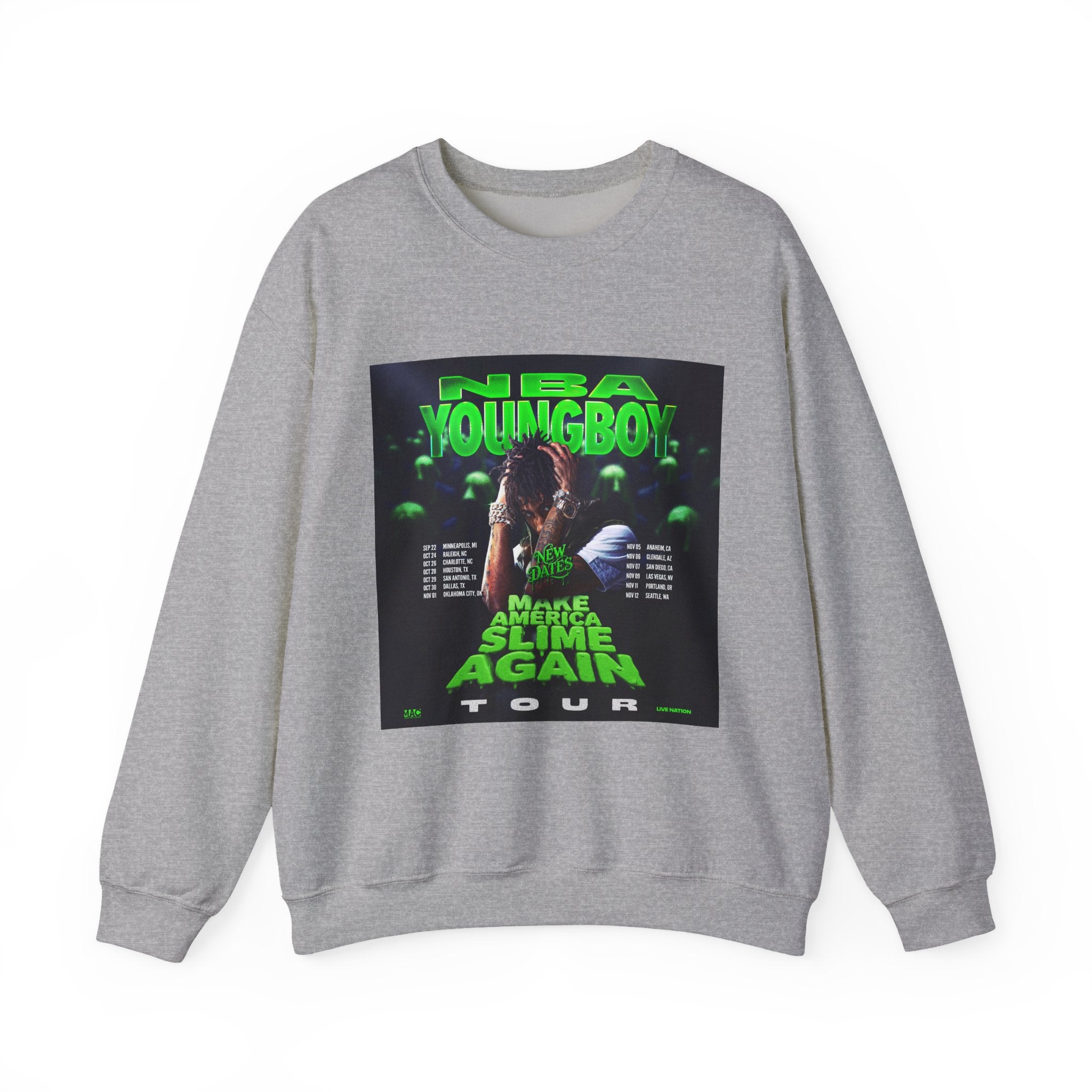 NBA YoungBoy Tour Crewneck Sweatshirt, Unisex Music Apparel, Concert Sweatshirt, Hip-Hop Fashion, Streetwear Style, Gift for Fans