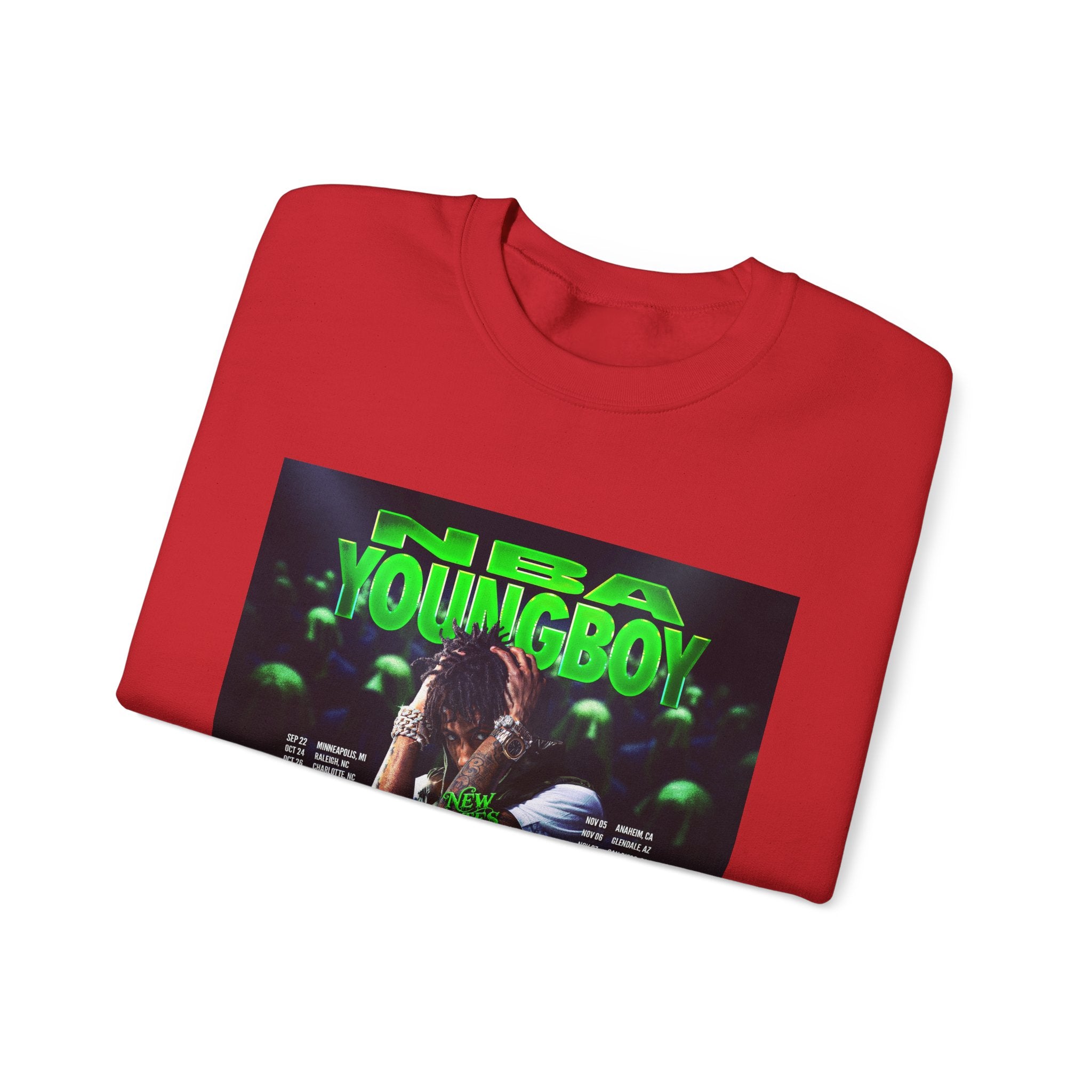 NBA YoungBoy Tour Crewneck Sweatshirt, Unisex Music Apparel, Concert Sweatshirt, Hip-Hop Fashion, Streetwear Style, Gift for Fans