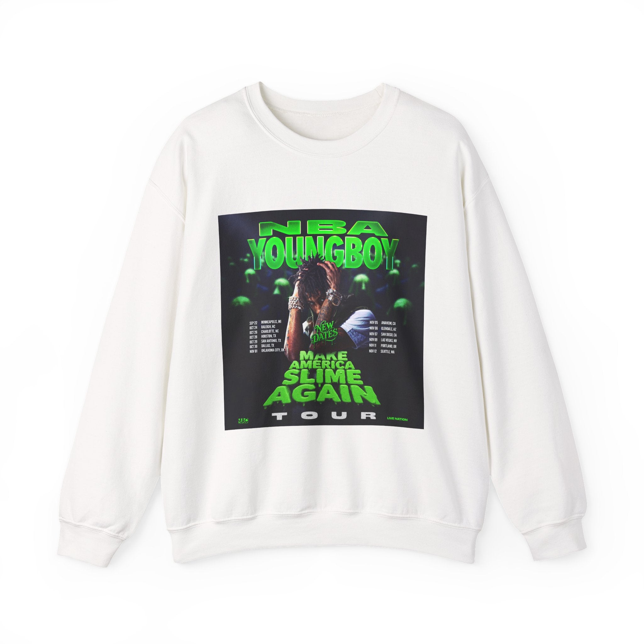 NBA YoungBoy Tour Crewneck Sweatshirt, Unisex Music Apparel, Concert Sweatshirt, Hip-Hop Fashion, Streetwear Style, Gift for Fans