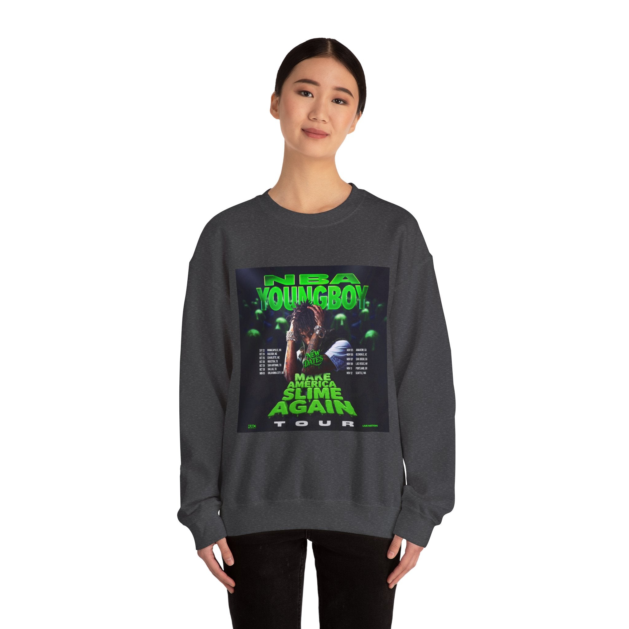 NBA YoungBoy Tour Crewneck Sweatshirt, Unisex Music Apparel, Concert Sweatshirt, Hip-Hop Fashion, Streetwear Style, Gift for Fans