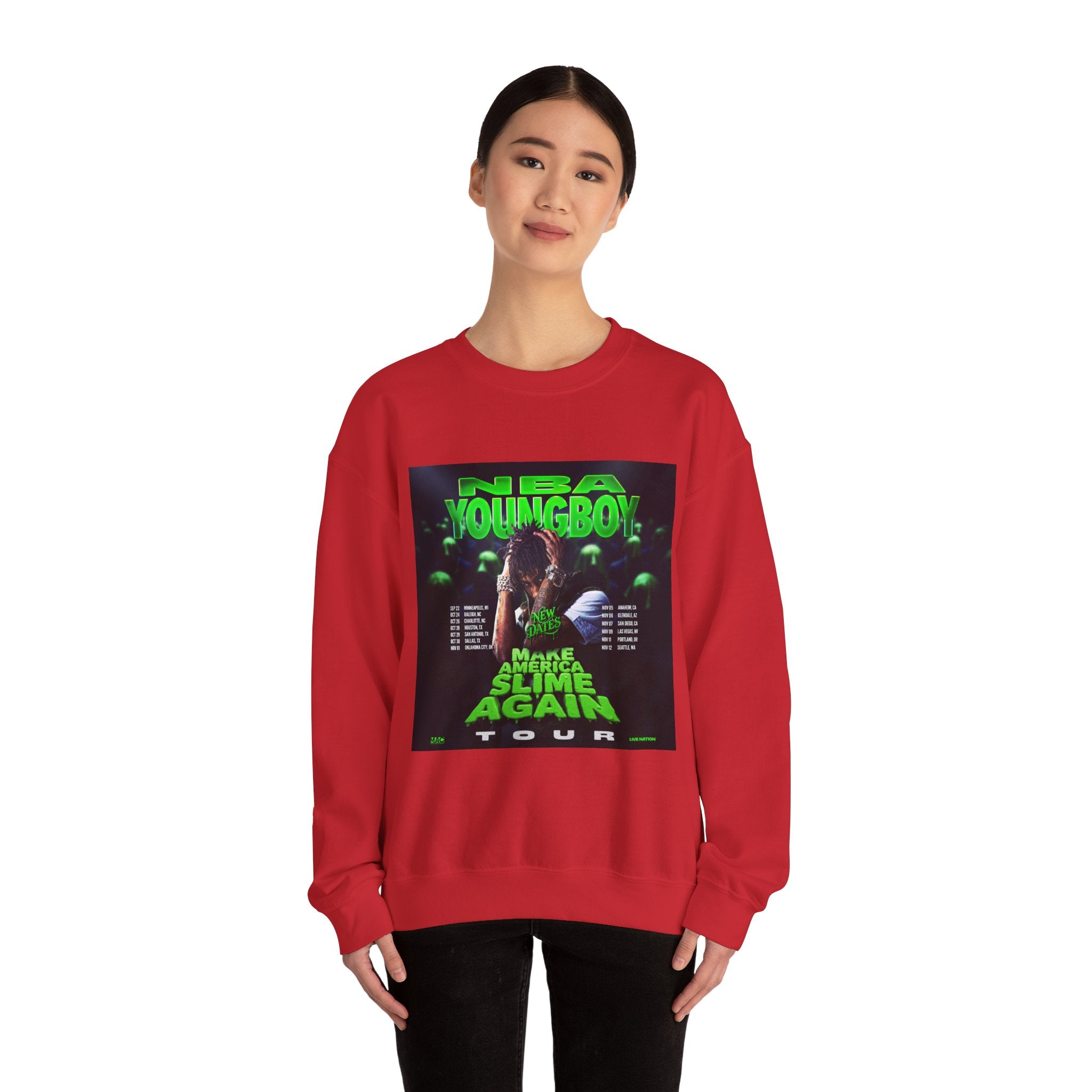 NBA YoungBoy Tour Crewneck Sweatshirt, Unisex Music Apparel, Concert Sweatshirt, Hip-Hop Fashion, Streetwear Style, Gift for Fans