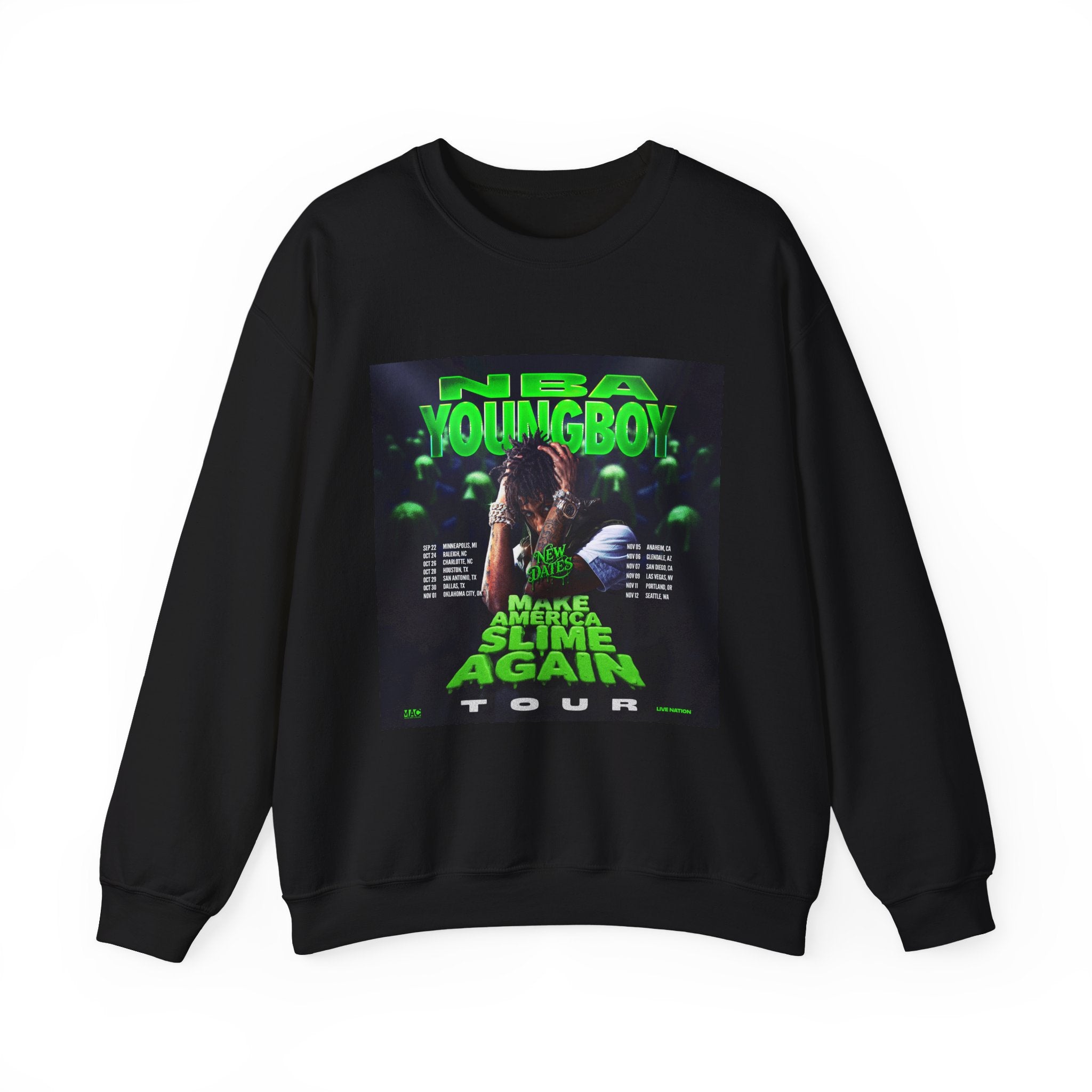 NBA YoungBoy Tour Crewneck Sweatshirt, Unisex Music Apparel, Concert Sweatshirt, Hip-Hop Fashion, Streetwear Style, Gift for Fans