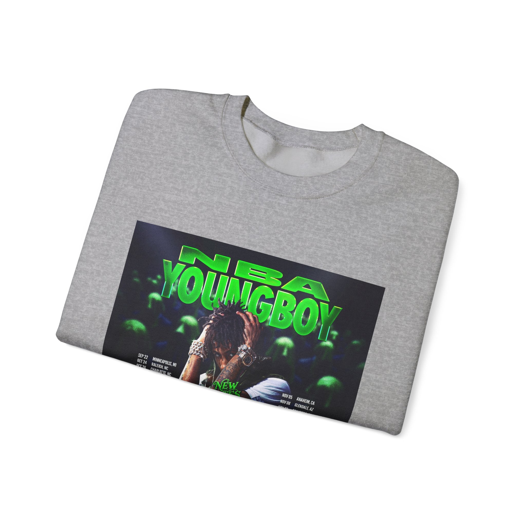 NBA YoungBoy Tour Crewneck Sweatshirt, Unisex Music Apparel, Concert Sweatshirt, Hip-Hop Fashion, Streetwear Style, Gift for Fans